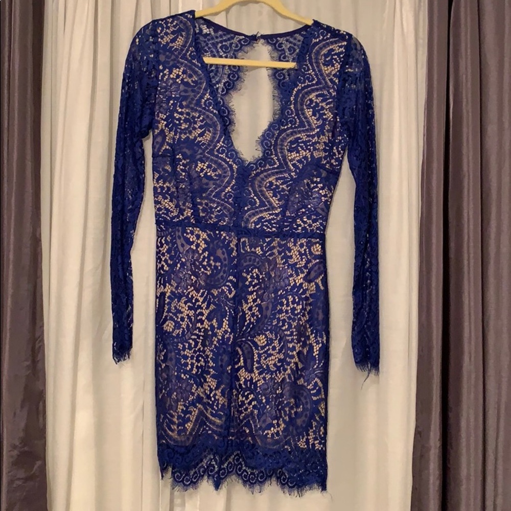 Blue lace cocktail dress